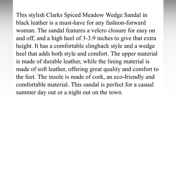 Clarks Spiced Meadow Blk Leather Wedge Open Toe Sandals Comfort Fit Sz 10 As New - Picture 15 of 15